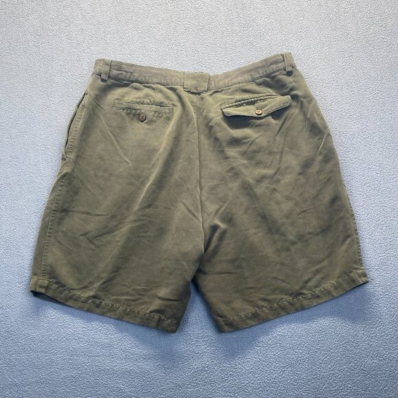 Tommy Bahama Relax Men's Chino Shorts Olive Size 38 Pleated 100% Silk - Picture 2 of 9